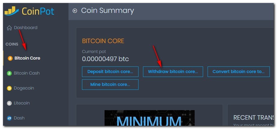 вывод средств из системы Coinot